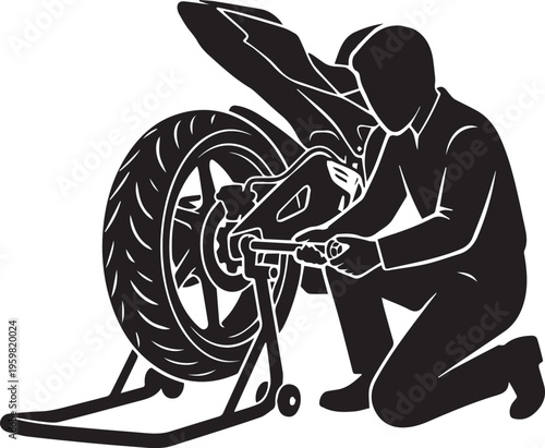 Motorcycle Paddock Stand and Tire Change Silhouettes