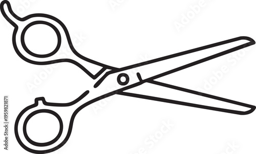 Isolated on white, this sharp stainless steel scissors and comb vector illustration features a pair of open metal blades and plastic barber tools for hair cutting and craft equipment