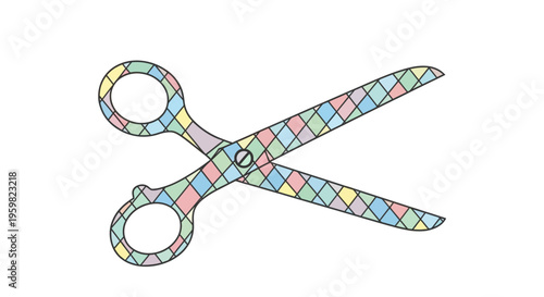 Colorful scissors with rainbow handles.