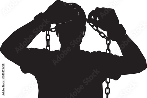 Breaking Mental Chains Freedom Mindset Liberation Self Empowerment Overcoming Limiting Beliefs Personal Growth Concept Vector Illustration.