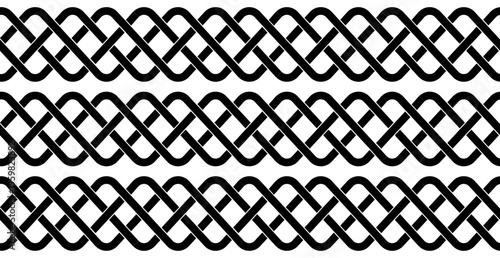 Abstract interwoven chain pattern seamless black white ornament