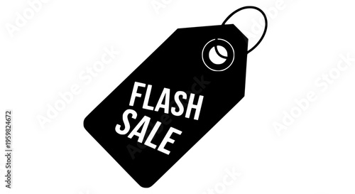 Black and white graphic tag featuring bold white text declaring an urgent limited time promotional advertising event for massive savings opportunities.