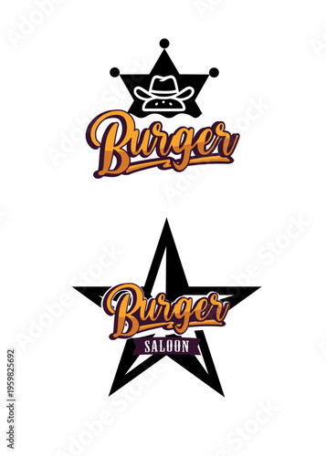 Logo wektorowe - Burger, szeryf, western, dziki zachód, Ameryka