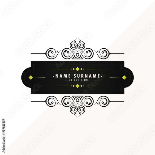 Valokuva Vintage ornamental nameplate label with decorative flourish frame design