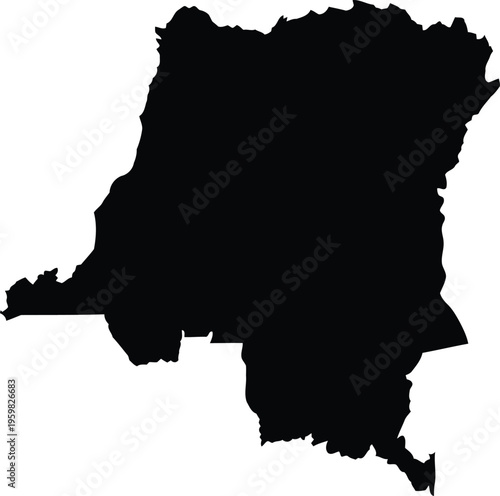 Black silhouette map of the democratic republic of the congo isolated on white background