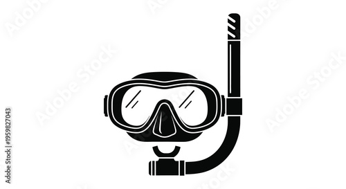 Black snorkeling mask and snorkel a striking visual silhouette