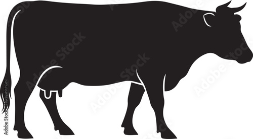 Black silhouette of a cow simple vector illustration for farm or livestock concepts isolated on white background
