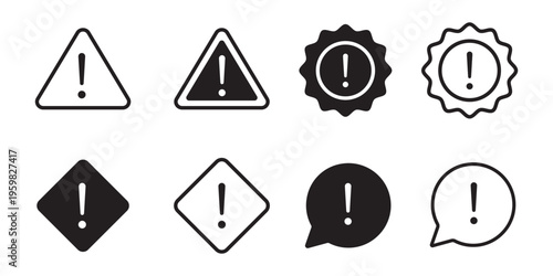 Exclamation Mark Chat Bubble Icon Vector Illustration for Alert Notification Message exclamation mark chat bubble icon. Warning Alert Icons Set. caution triangle icons, safety alert and notifications 