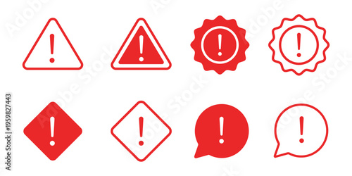 Exclamation Mark Chat Bubble Icon Vector Illustration for Alert Notification Message exclamation mark chat bubble icon. Warning Alert Icons Set. caution triangle icons, safety alert and notifications 