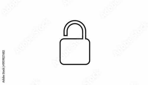 Open padlock icon, symbol of security, access, freedom, and unlock concept