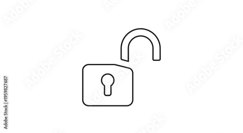 Open padlock icon, symbol of unlocked security, freedom, access, and safety