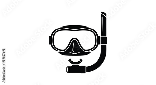 Black diving mask and snorkel a striking graphic silhouette