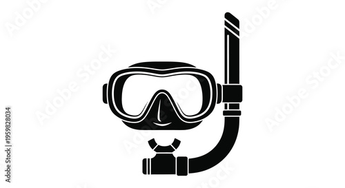 Black scuba diving mask and snorkel a striking graphic silhouette