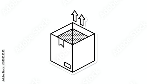 Open Cardboard Box with Upward Arrows, Shipping and Delivery Concept