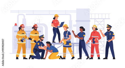 Essential Workers & First Responders Collaboration: Diverse Professionals Ensuring Public Safety, Emergency Services & Community Support