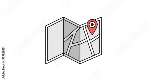 Isometric Map with Location Pin - Navigation and Travel Concept.