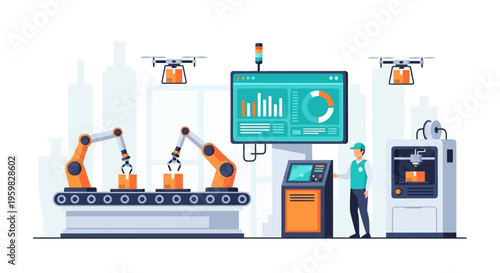 Smart Factory Automation & Logistics: Robotics, Drones, Data Analytics, and 3D Printing Production
