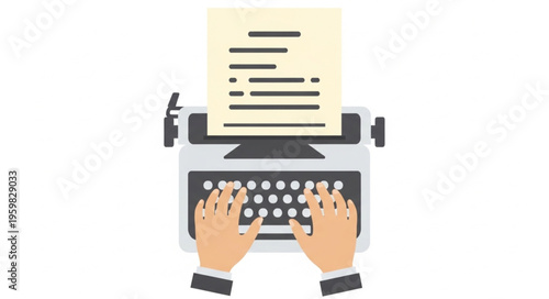 Hands Typing on a Vintage Typewriter with Paper.