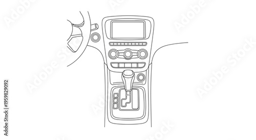 Modern Car Interior Dashboard with Gear Shift and Infotainment Screen