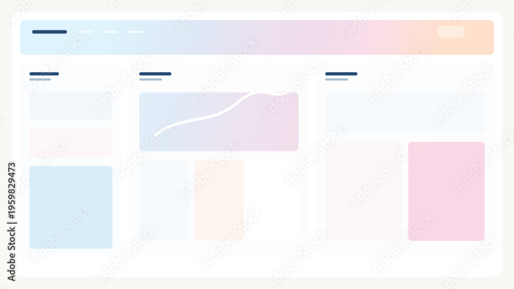 Fototapeta premium Gradient UI header dashboard background with colorful premium modules, clean cards, and modern editable interface system for web apps today