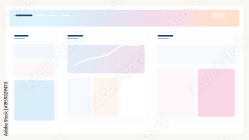 Gradient UI header dashboard background with colorful premium modules, clean cards, and modern editable interface system for web apps today