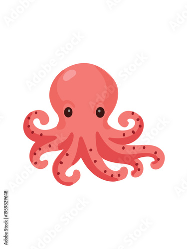 cute octopus character isolated on clean white background