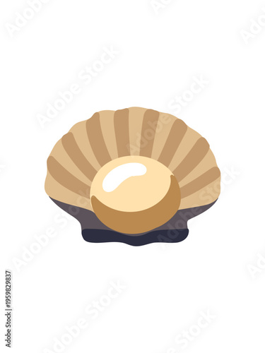 natural pearl nestled in seashell on minimal white surface