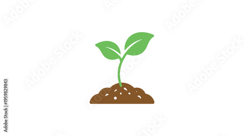 Minimalist green sprout icon growing from fertile soil, symbolizing environmental regeneration and sustainable new beginnings for a vibrant earth day celebration