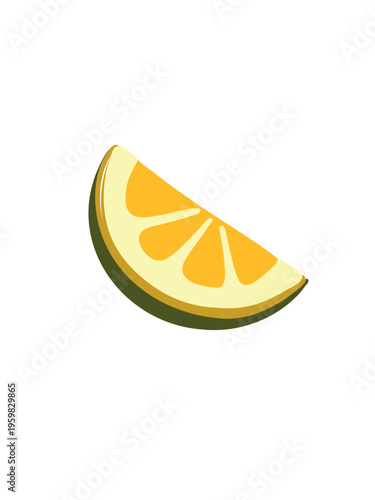 fresh lemon wedge close up on white backdrop