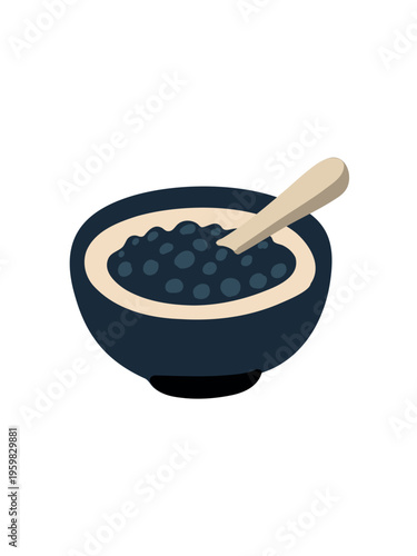 bowl of black caviar isolated on clean white background