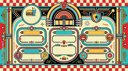 Vibrant retro style slot machine graphic isolated on transparent background