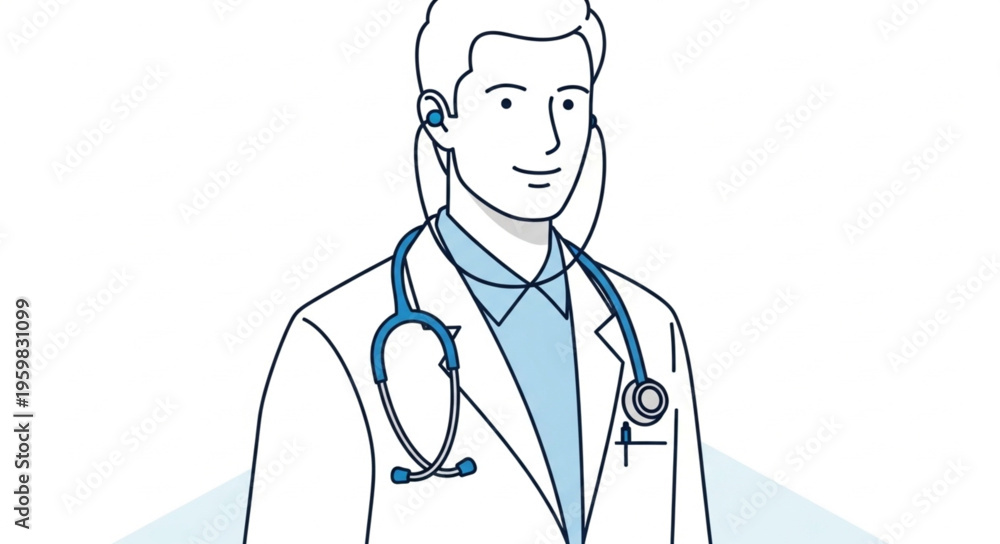 Fototapeta premium Illustration of a Doctor with Stethoscope and Lab Coat.