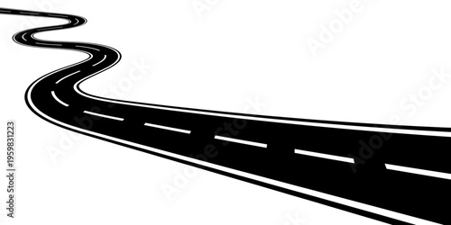 Horizontal asphalt road template. Winding road vector illustration. Seamless highway marking Isolated on background.	