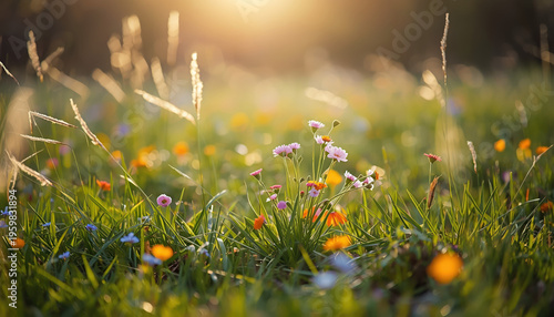 A serene and vibrant field of wildflowers in a natural landscape