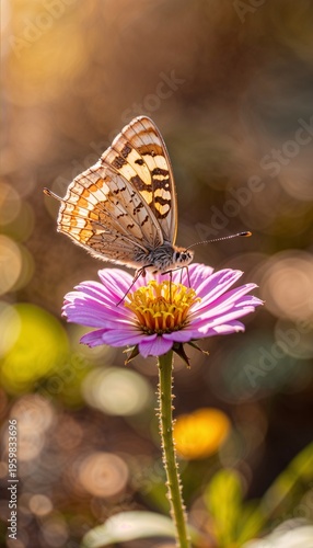 Harmony of nature: a butterfly in the sunset 