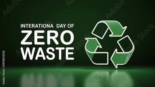 International Day of Zero Waste Typo Text Recycling Symbol