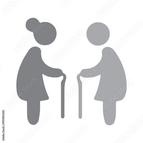 Elderly couple with canes
