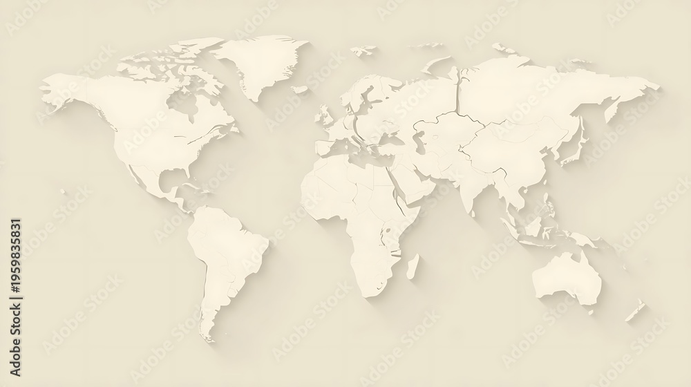 Fototapeta premium Global Conflict Uncertainty Concept Detailed World Map Background with Subtle Texture and Light Color tones for Design Projects