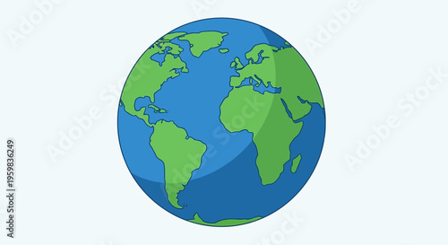 Cartoon depiction of the Earth showcasing continents and oceans in a simplified manner