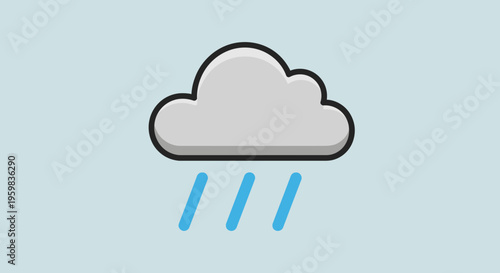 Cloud with rain, weather icon, simple illustration, overcast symbol, rainfall design