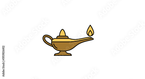 Illustration of a magic lamp with a flame symbolizing illumination and wish fulfillment