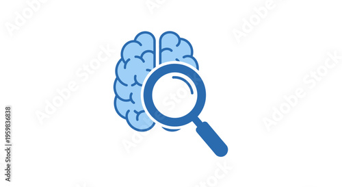 Brain scrutiny symbolized by magnifying glass for research and cognitive analysis