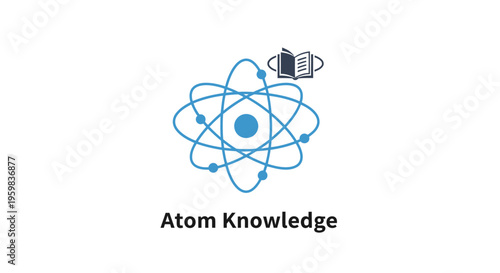 Conceptual Atom and Book Illustration Representing Science Education and Knowledge Acquisition
