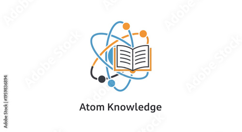 Conceptual representation of atomic knowledge and educational materials combined into a logo