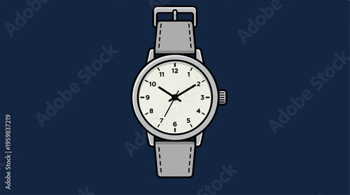 Analog Watch with Leather Strap.