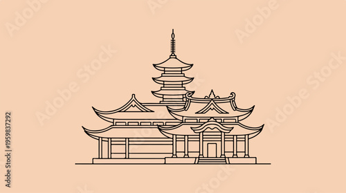Asian Temple Pagoda Architecture.