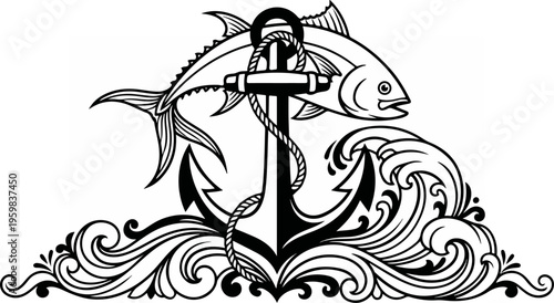 Black and white anchor tattoo.