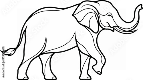 Black and white elephant drawing.