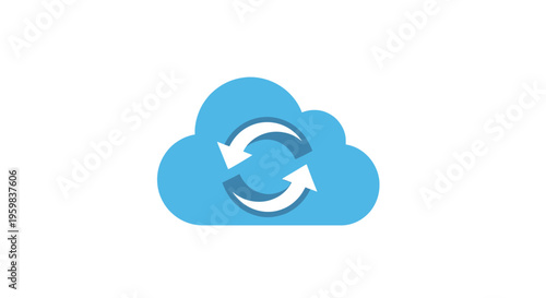 Cloud data sync illustration with circular arrows, representing information updates or refresh