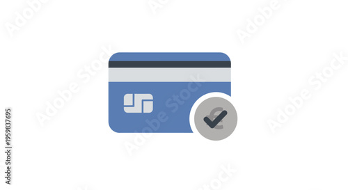 Iconic representation of a credit card with an approval checkmark symbol for online payments